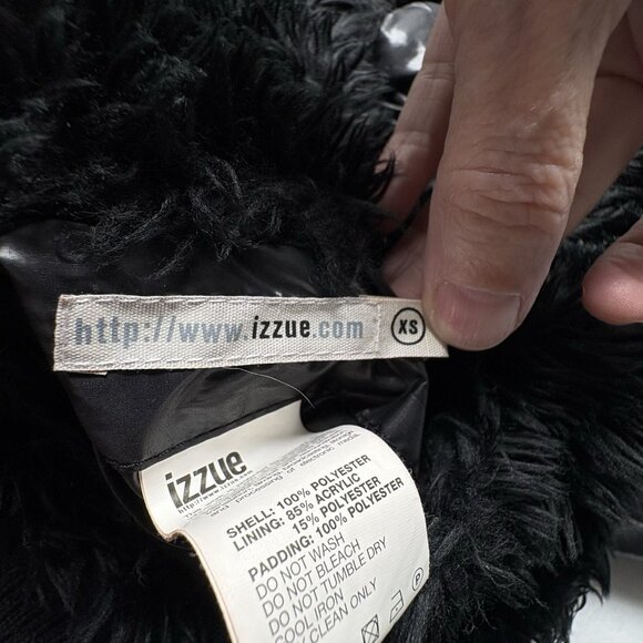 IZZUE Women Coat Sz XS Black Faux Fur Line Full Zip Face Pockets Bomber 9-11 - Picture 9 of 14